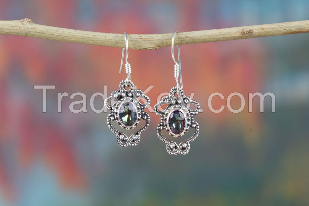 Wholesale 925 Sterling Silver Mystic Topaz Gemstone Earring