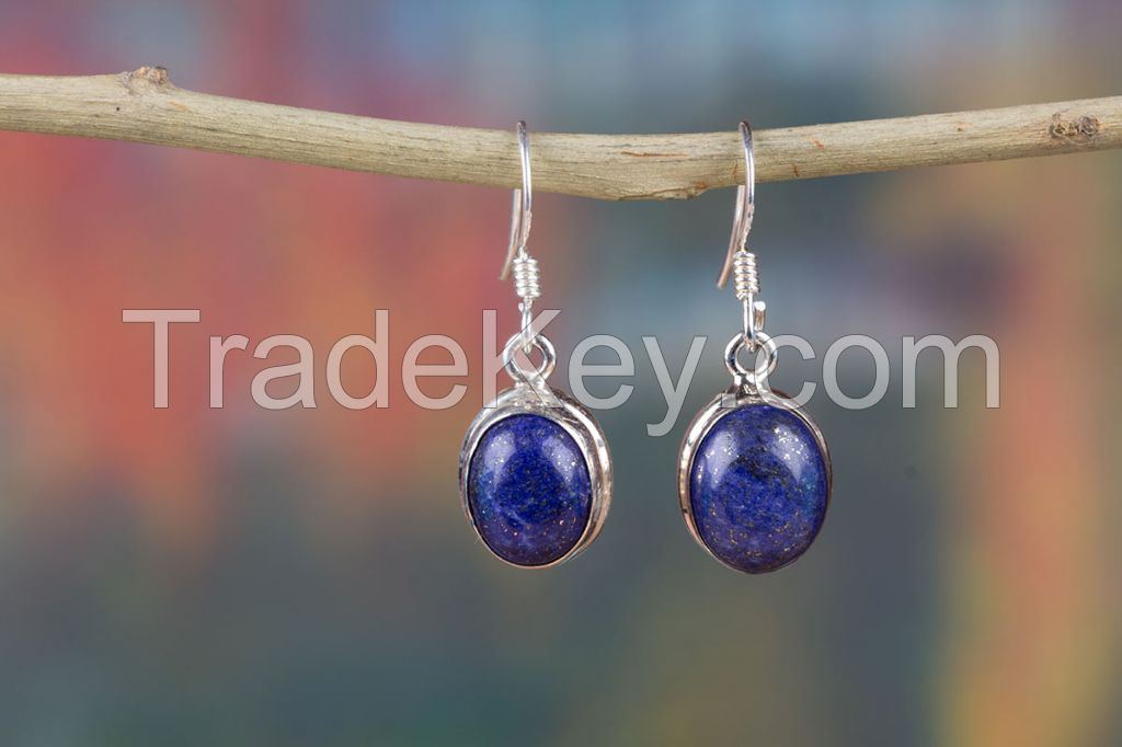 Wholesale 925 Sterling Silver Lapis Lazuli Gemstone Earring