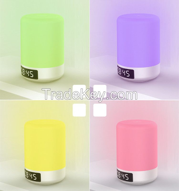 USBchange color , dimmable LED bluetooth speaker lamp clock alarm desk