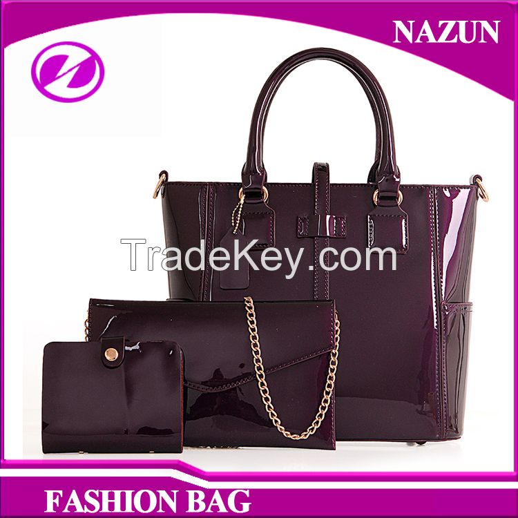 Wholesale price good quality patent leather women handbag from China supplier