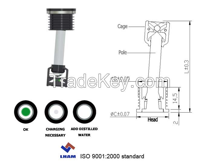 battery charge indicator for car battery with 1 balls B302