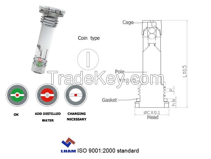 battery charge indicator for car battery with 2 balls D202