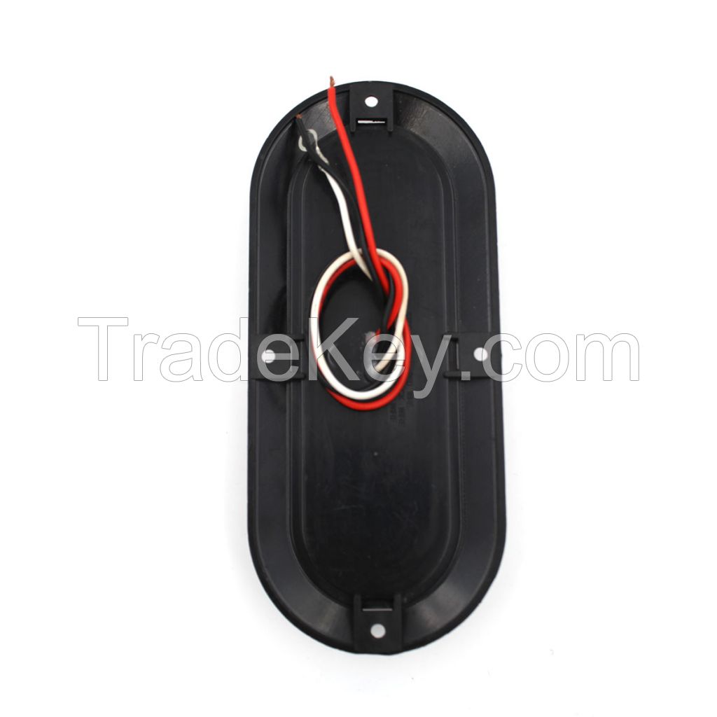 LED 6'' Sealed Oval Stop, Turn , Tail Light With Flange and Plug -  Red