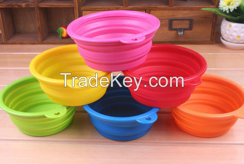 Collapsible silicone disc pet bowl dog bowl feeder portable