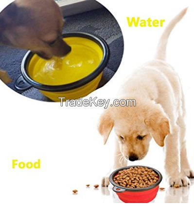 Collapsible silicone disc pet bowl dog bowl dog Frisbee feeder portable