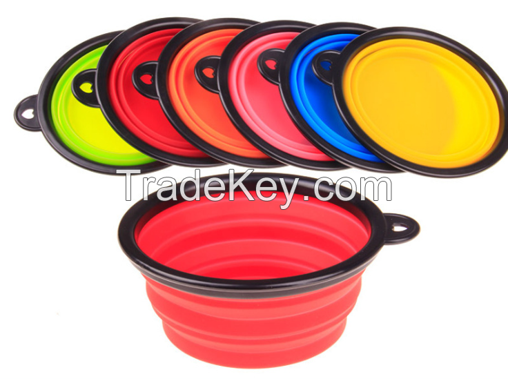 Hang over Collapsible silicone disc pet bowl dog bowl dog Frisbee feeder