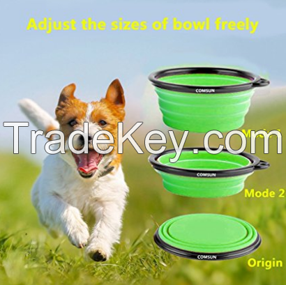Collapsible silicone disc pet bowl dog bowl dog Frisbee feeder portable 