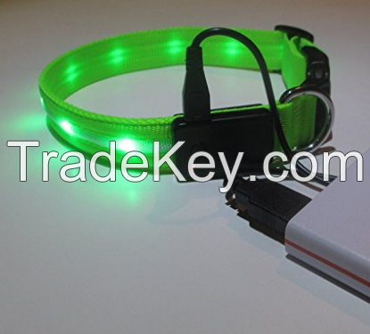 Safety LED Dog Collar        USB Rechargeable with Water Resistant Flashing Light