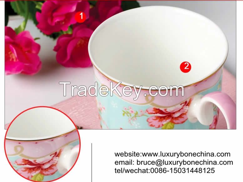 Floral Pattern Luxury Bone China Mug 330ml  Gift