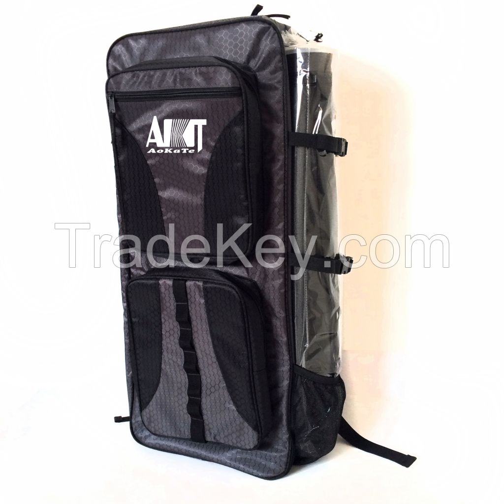 Honeycomb pattern backpack with plastic arrow tube and comfortable padded straps to carry recurve bow and arrow