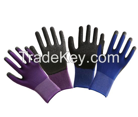 13G polyester liner with black Latex,crinkle finish, palm coated