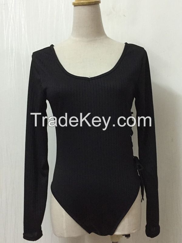 Sexy Black Long Sleeve Bodysuit