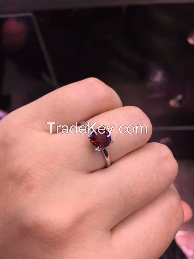 Natural Garnet With 925 Silver Ring Jewelry