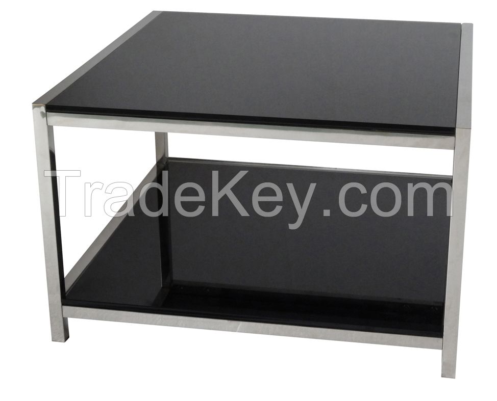 SHIMING MS-3353 Modern black tempered glass with stainless steel coffee table