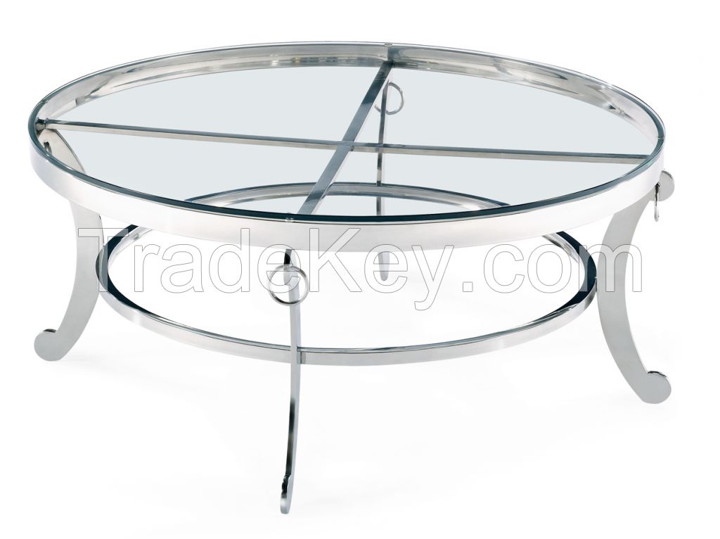 SHIMING FURNITURE MS-3353 Tempered glass with stainless steel coffee table