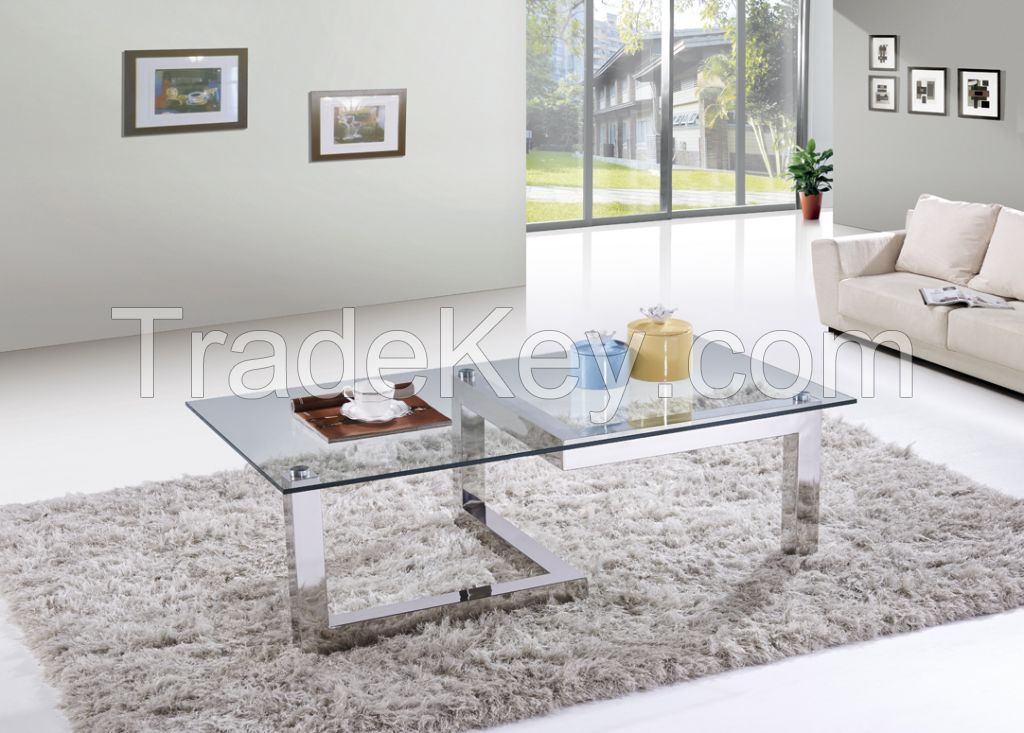 SHIMING FURNITURE MS-3353 Tempered glass with stainless steel coffee table