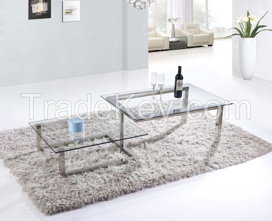 SHIMING FURNITURE MS-3353 Tempered glass with stainless steel coffee table