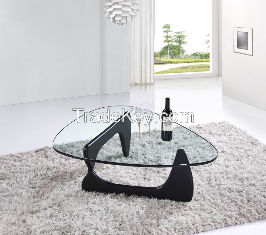 SHIMING MS-3353 Modern black tempered glass with stainless steel coffee table