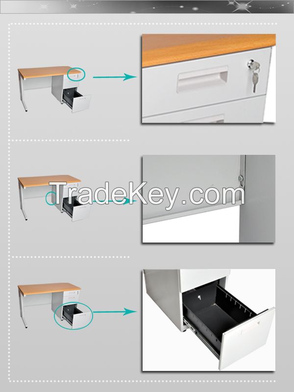 Luxury Fireproof MDF Top Office Desk with Metal Front Panel