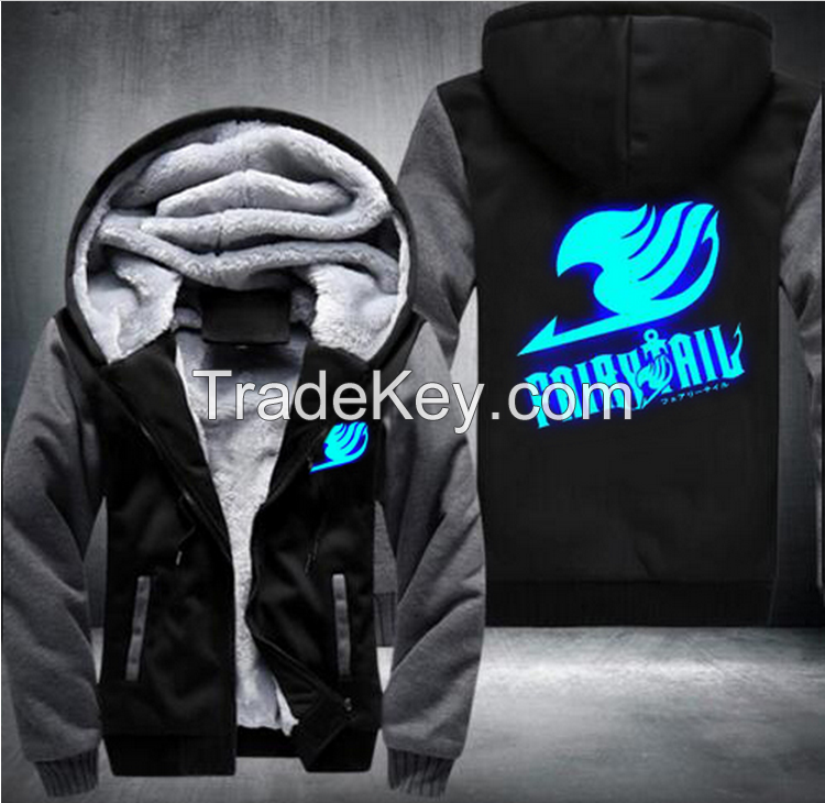 New Fairy Tail Hoodie New Anime Coat Luminous Jacket Fashion Men Women Winter Zipper Hooded Sweatshirt USA Size fast ship 5-10 days