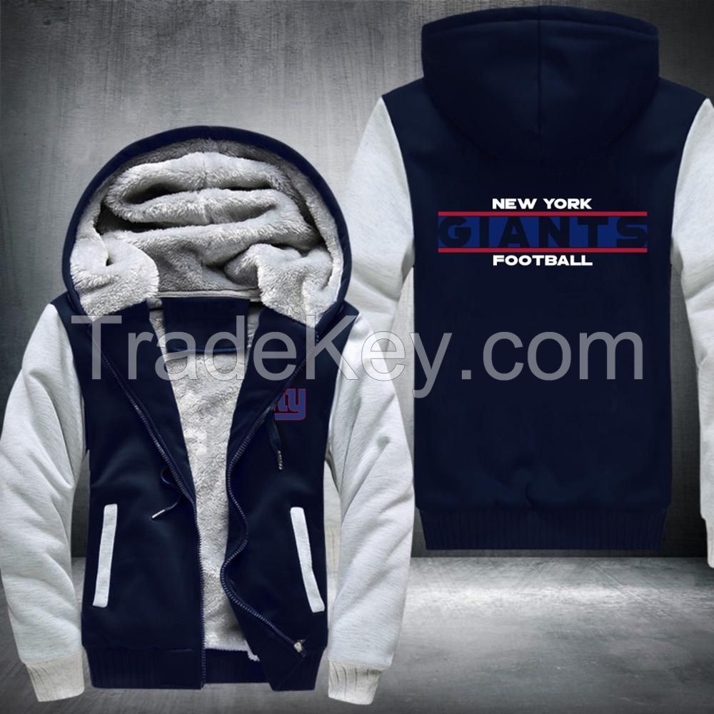 New Design Team Hoodies Zip Up Printing Pattern Coats Super Warm Thicken Fleece Men's Coat USA size plus size NO,1 Blue