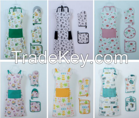 Apron Sets - Apron, Oven mitt, Pot holder