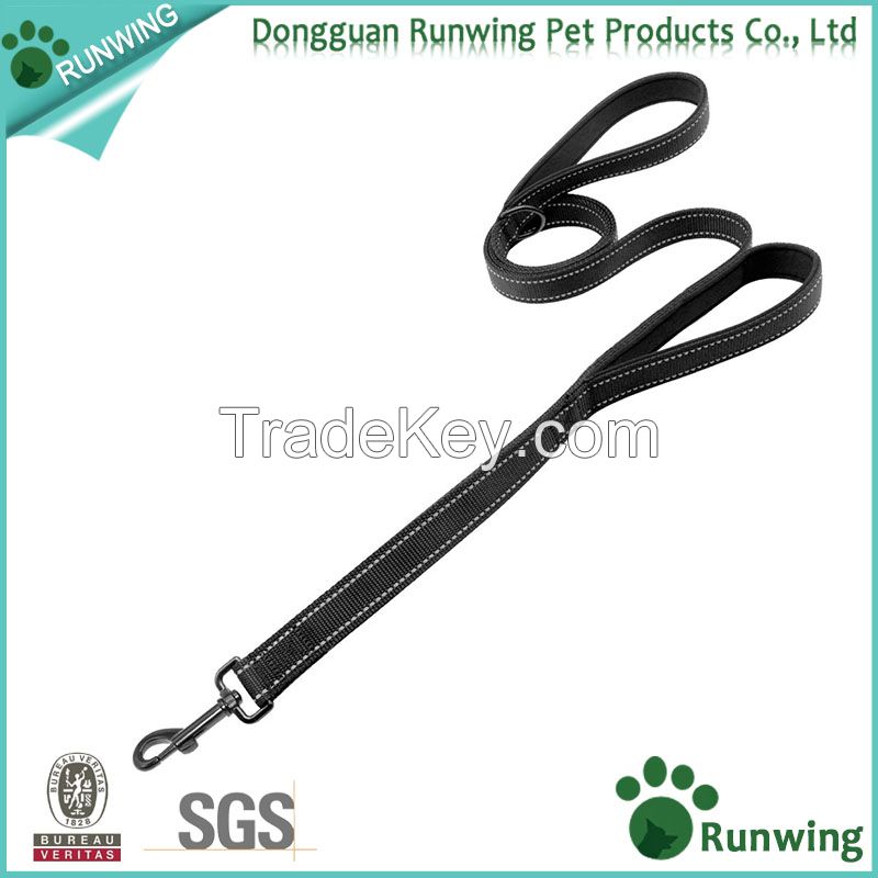 Durable reflective double handles dog training leash made with high quality nylon