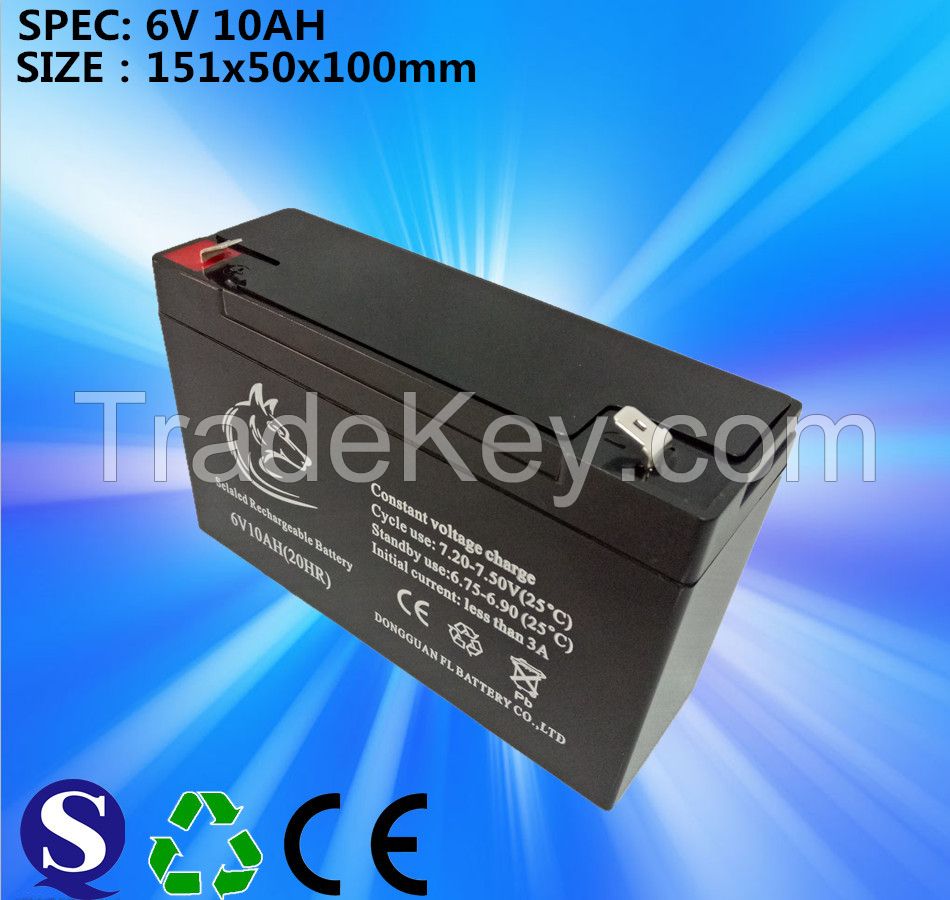 Dongguan FL Hot Sales Sealed Lead Acid Battery 6v 10ah AGM Battery From China