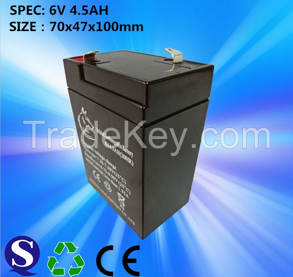 Feilang Factory Price Sealed Lead-Acid Rechargeable Battery 6V 4.5AH With Best Quality