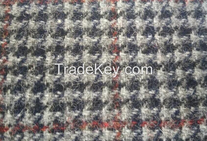 Resonable price winter&autumn woven houndstooth wool fabric 100%wool BS722007
