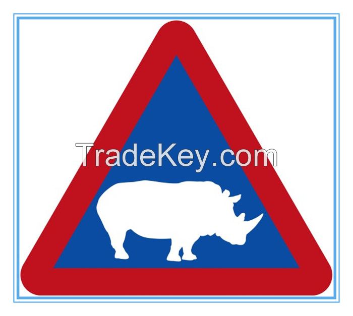 Botswana road traffic Rhinoceros Nearby sign, Botswana road traffic Rhinoceros Nearby signal