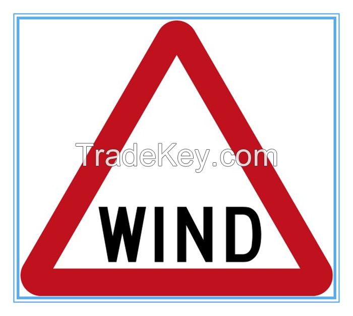 Botswana road traffic danger of powerful wind gusts sign, Botswana road traffic danger of powerful wind gusts signal