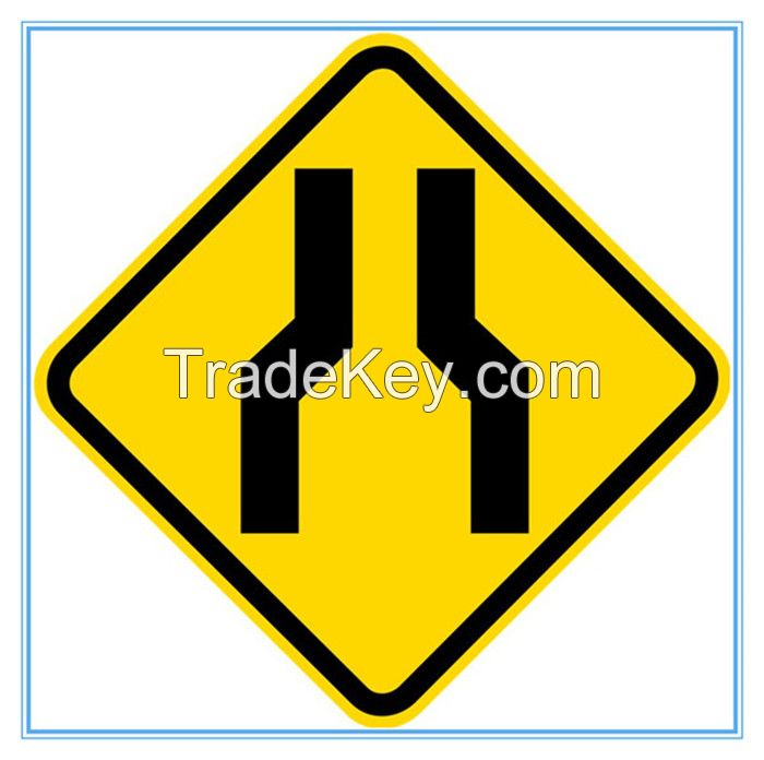 Brazil road traffic road narrows on both sides sign, Brazil road traffic road narrows on both sides signal