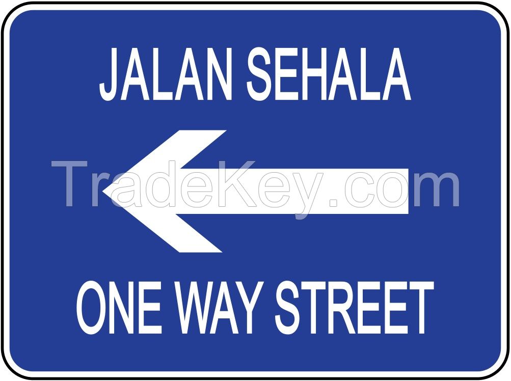 Brunei road traffic on-way street sign in Malay, Brunei road traffic on-way street signal in Malay