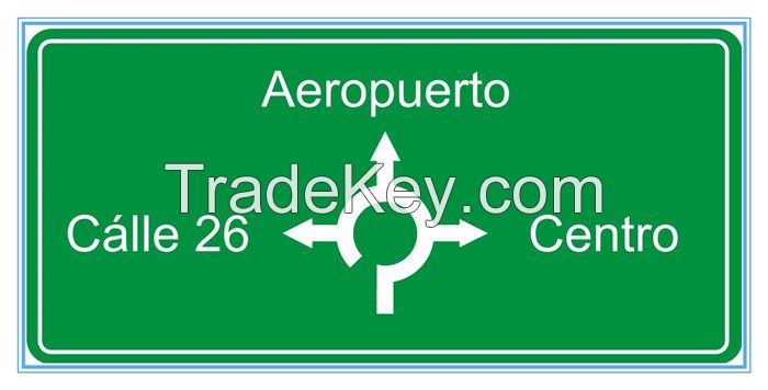 Colombia road traffic directional sign, Colombia road traffic directional signal