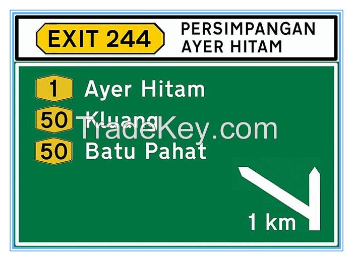 Malaysia road traffic expressway interchange sign, Malaysia road traffic expressway interchange signal