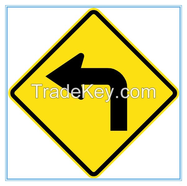 Chile road traffic sharp curve sign ahead, Chile road traffic sharp curve signal ahead