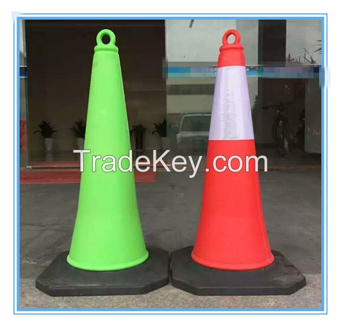 flexible road cone with top ring rubber bottom, PVC flexible traffic cone with top ring rubber bottom