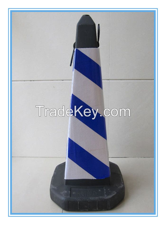 white blue flexible square road cone, white blue flexible square traffic cone