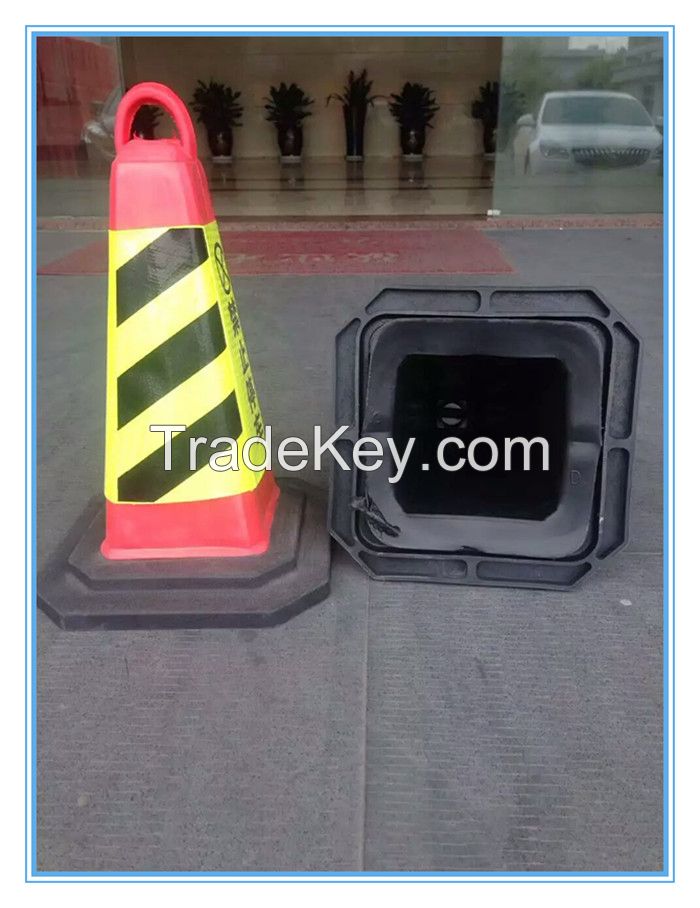 rubber flexible square road cone, rubber flexible square traffic cone