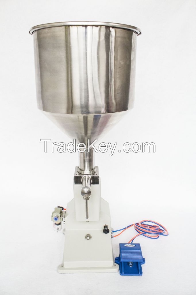 semi-auto full pneumatice paste filling machine liquid filler with feed hopper for cosmetic cream(A02)