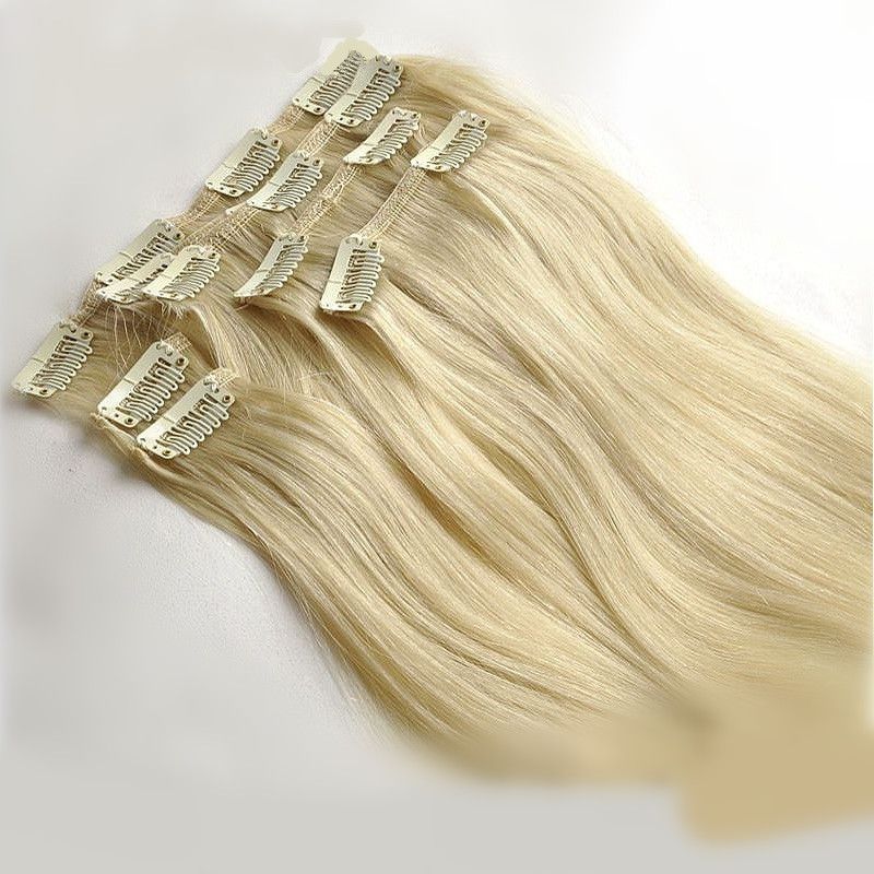 Hot sale clip in hair extensions 100% real human hair cheap peruvian hair products