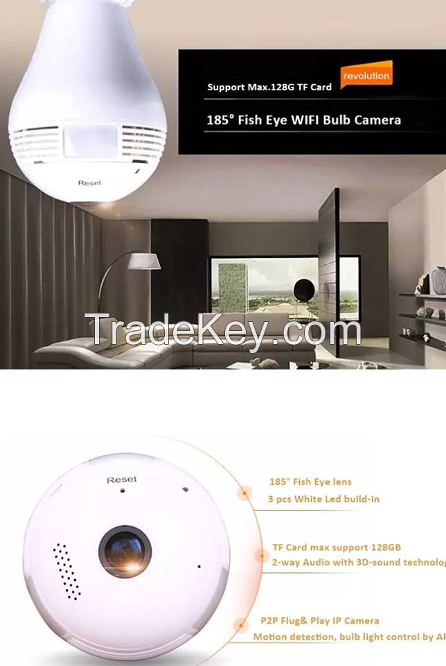 960P 1.3MP 360 degrees wifi ip camera bulb camera lamp camera LED lamps for lighting 