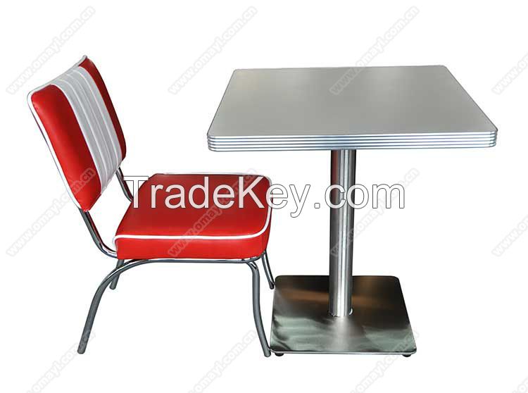 Wholesale retro American 1950s diner table and chair furniture set, retro 50s restaurant table furnture set