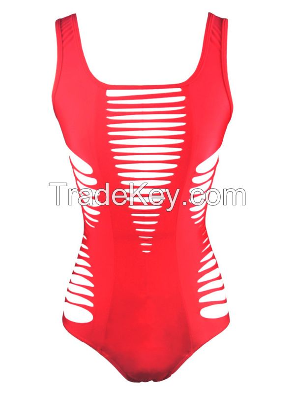 Fashion Design Sexy One Piece Women Swimwear Red Bikini Bathing Wear For Female