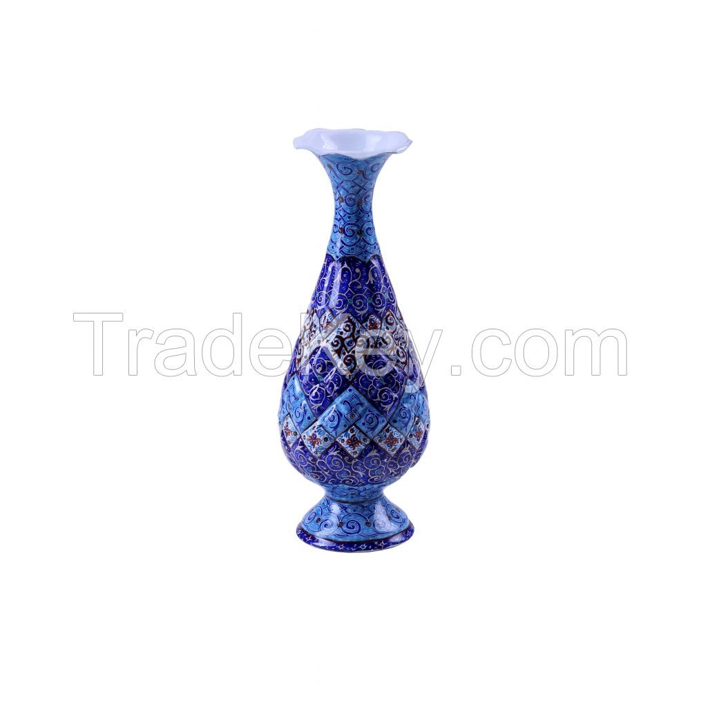 Persian Handicraft, Minakari, Enameling, Craft, Metal, Isfahan, Iran, Blue Vase,