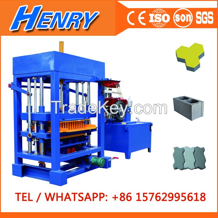 QT4-30 diesel block machined from solid hollow paving type block forming machine