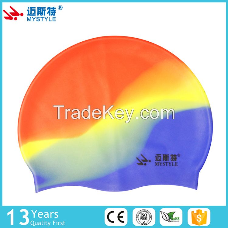 New product best sell 100% silicone colored swim cap