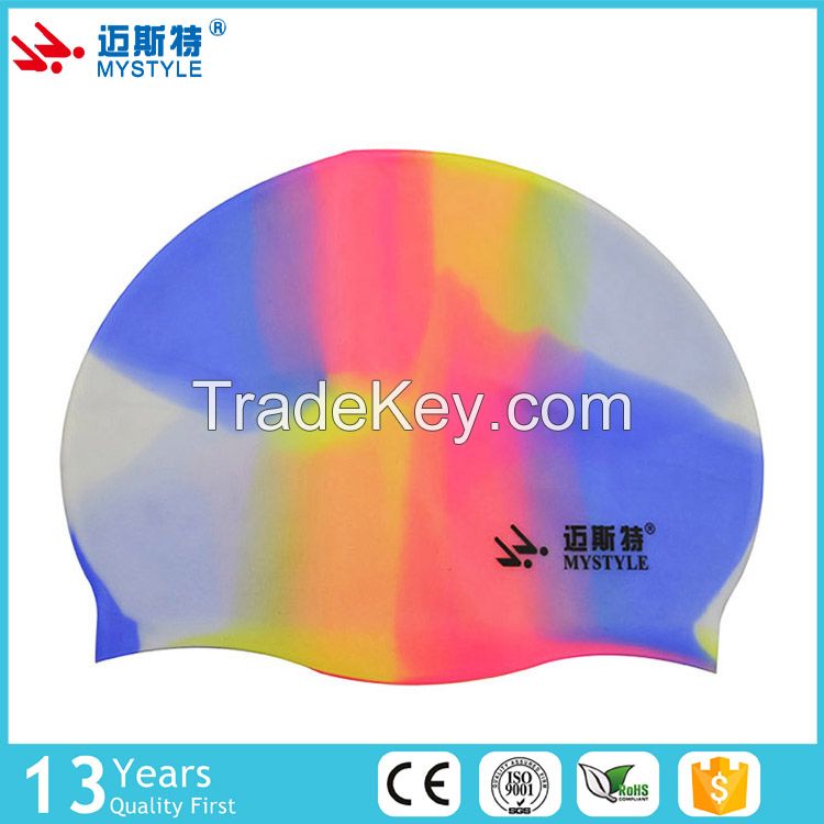 New product best sell 100% silicone colored swim cap