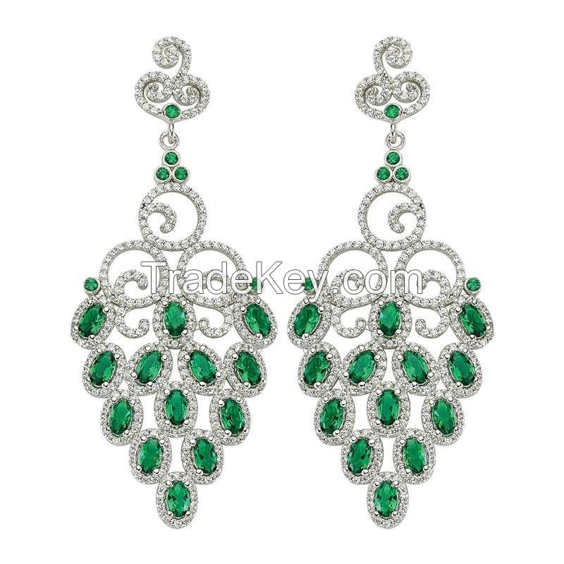 Sterling Silver Gemstones Jewelry Drop Earrings 